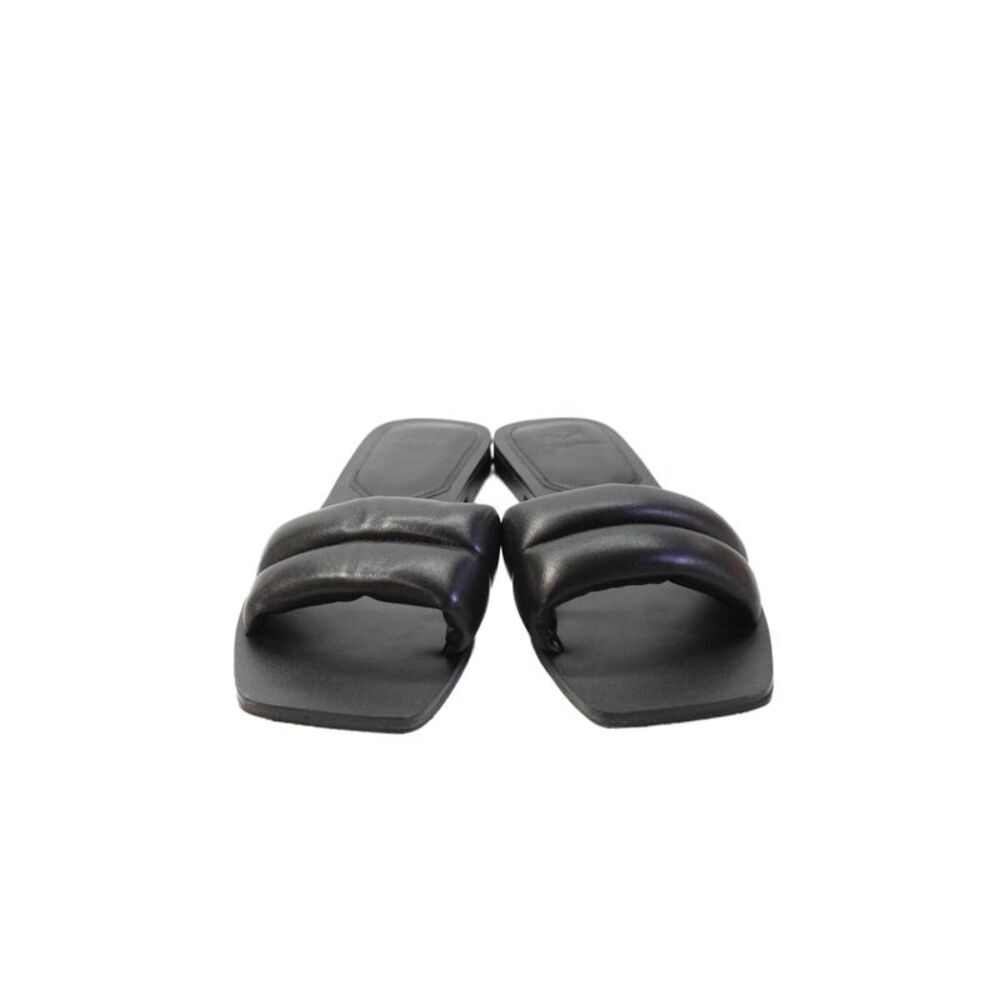 Marc Fisher Women's Square Toe Leather Slide Sandals Black Size 10 - Picture 2 of 5
